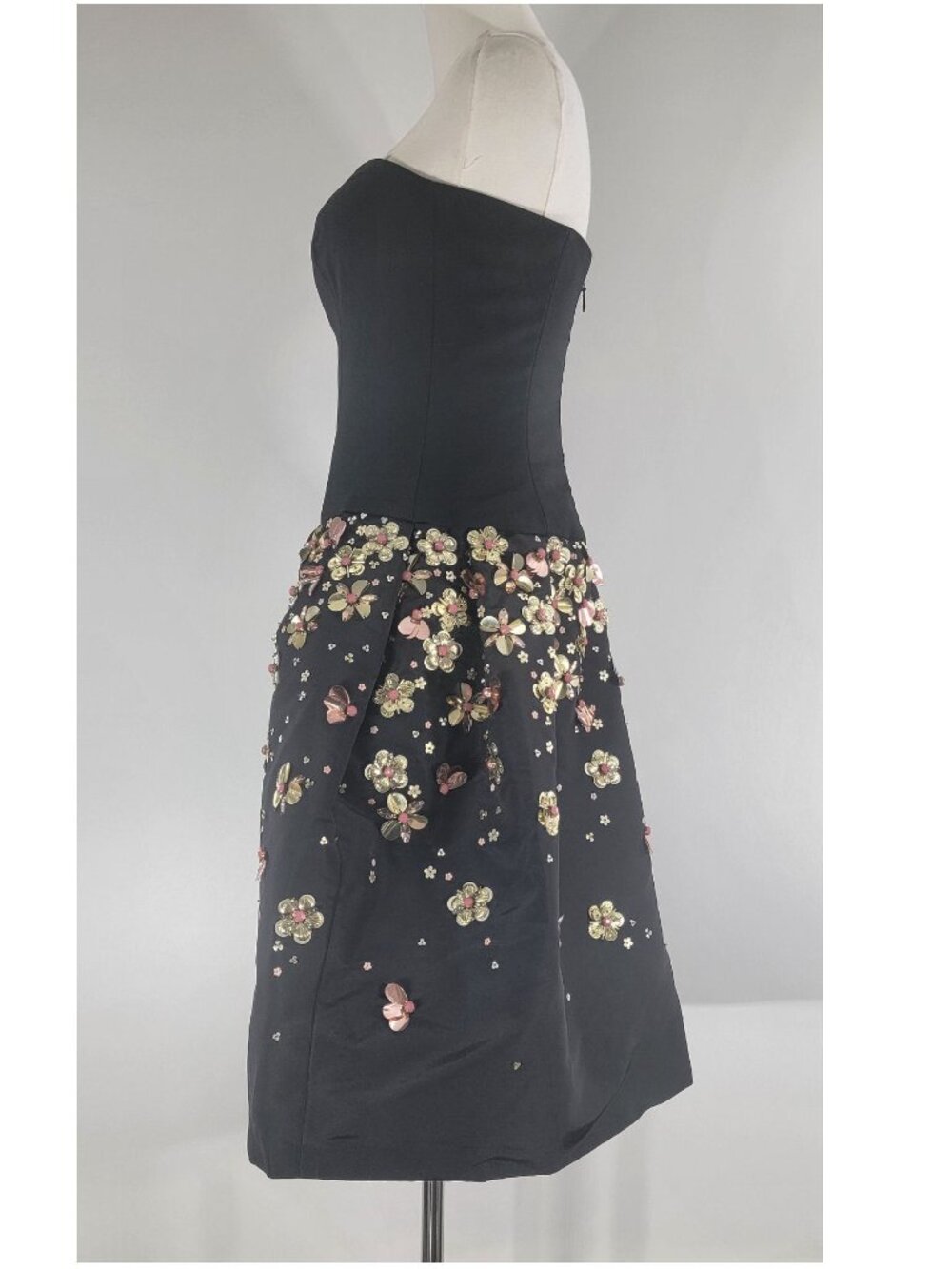 Monique Lhuillier Strapless Embellished Cocktail Dress, Black, Womens Size 6 - Picture 5 of 9